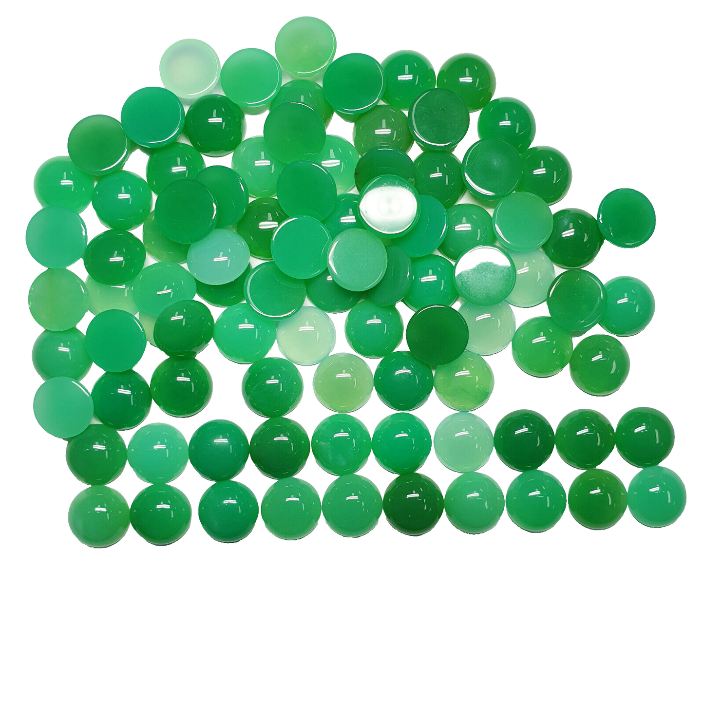 53422 - 10 Mixed Shade of Green 11 mm Round Cut Cabochon Australian Chrysoprase