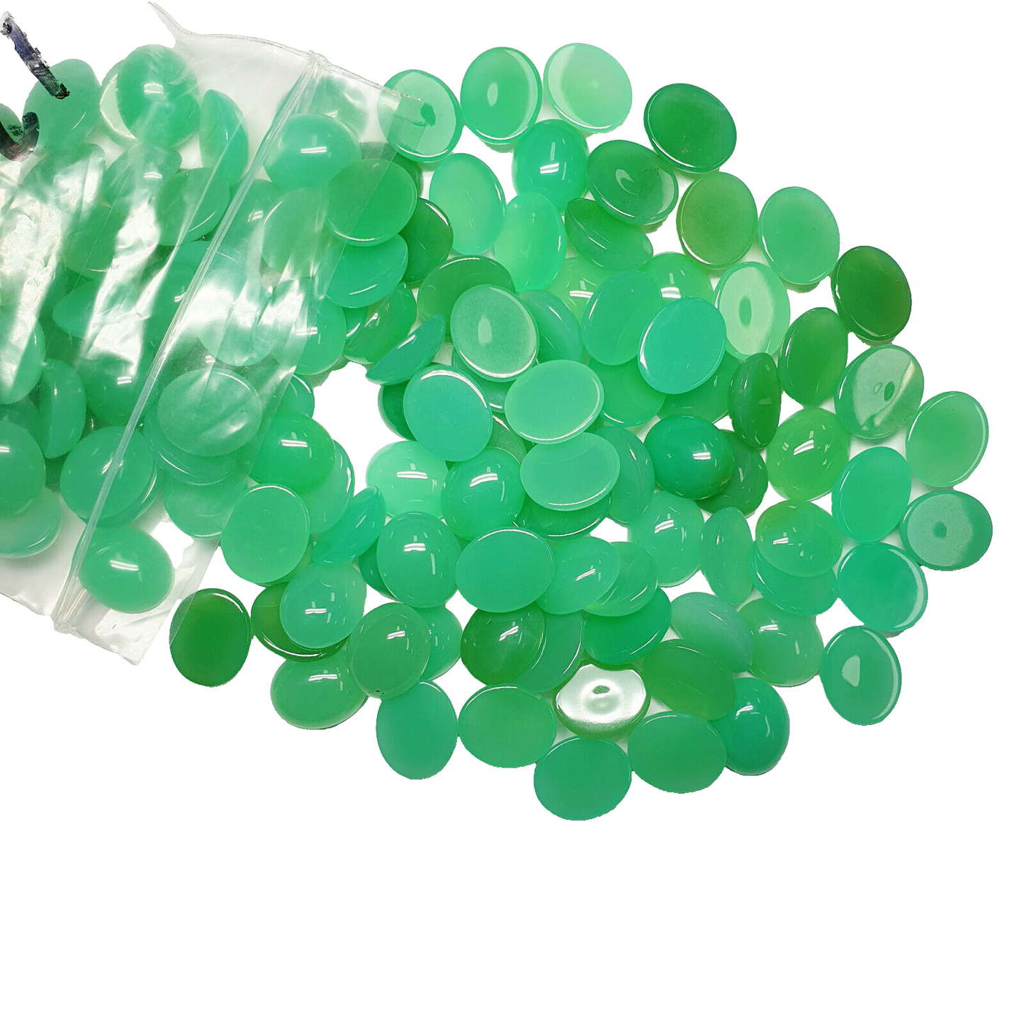 53420 - 10 Mixed Shades of Green 12x10 mm Oval Cut Cab Australian Chrysoprase
