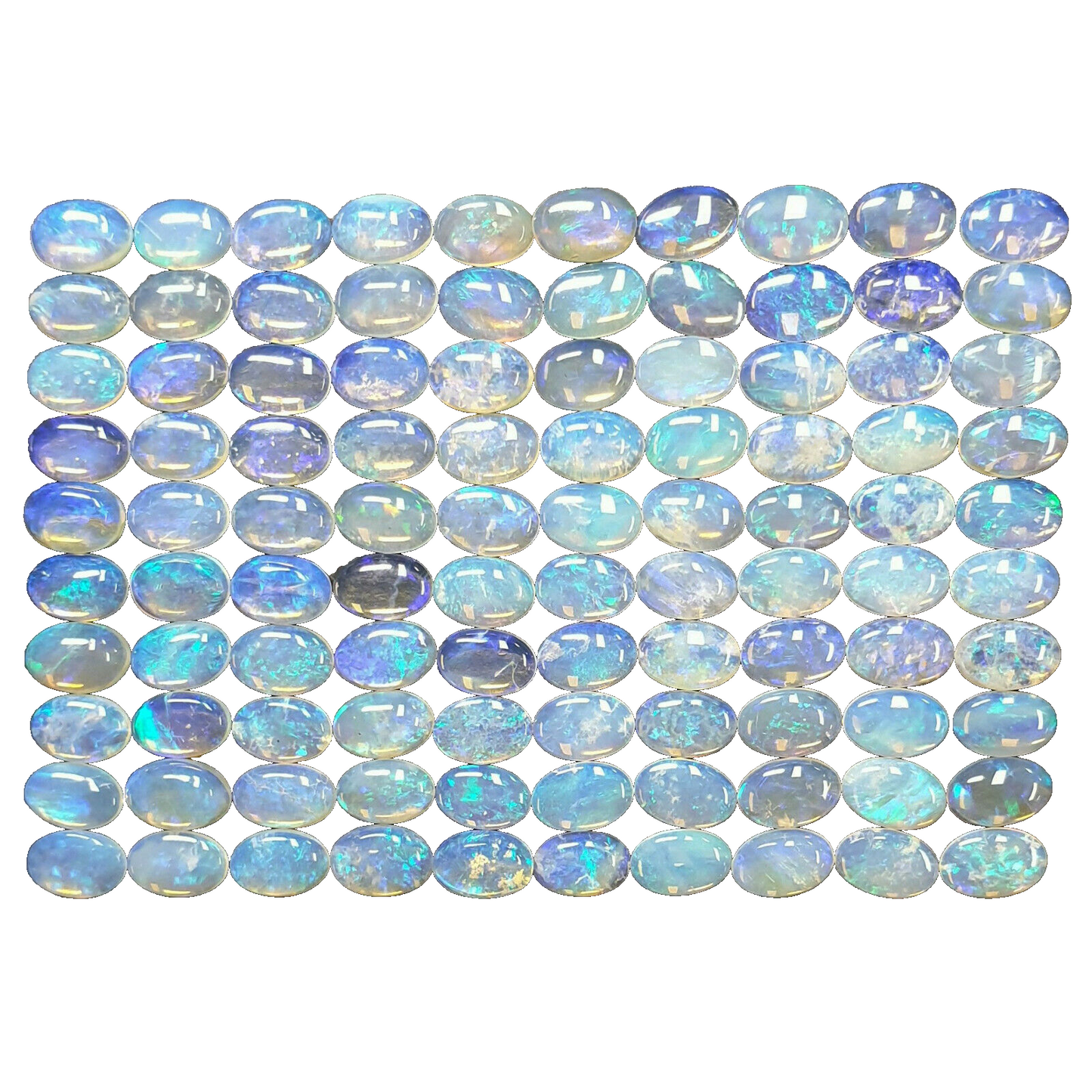 52003 - 100 Pcs 6x4 mm Natural Australian Solid Opal Blue Green Crystal Opal