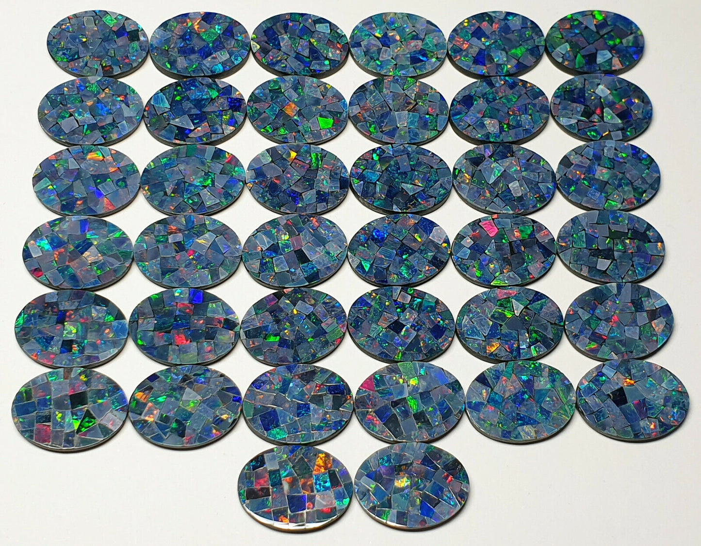 52237 - Lot of 38 Pieces Australian Mosaic Opal Doublet 16x12 mm Oval 2 mm Thick