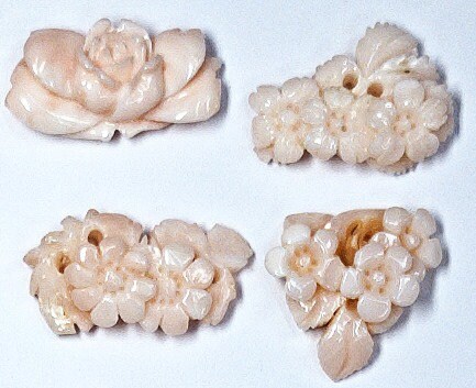 54006.0 - Natural Light Pink Coral Carvings from Taiwan with a hole drilled at the top Size 10 to 35 mm in length About 15 carats or 3 Grams