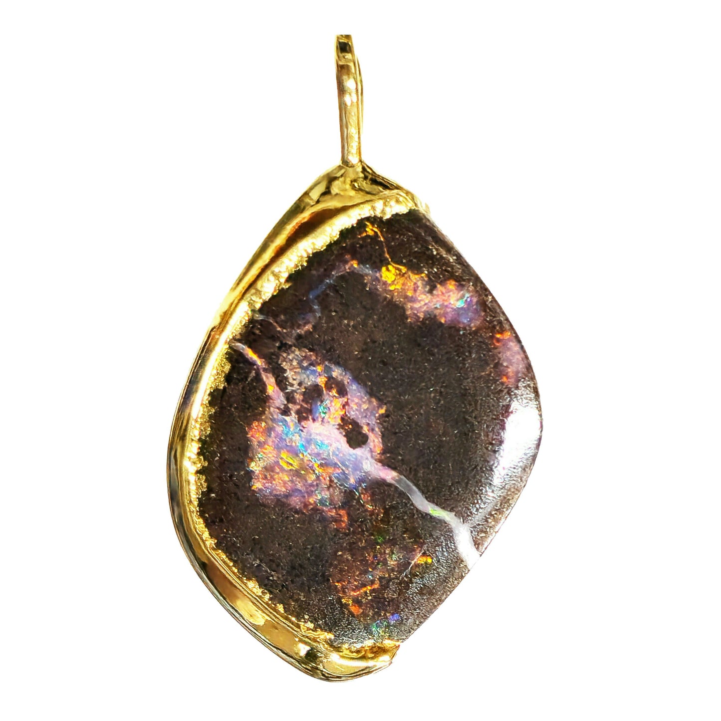54130.0 - Boulder Opal in 999 Silver Created by SilverForm's special process in the 1970's then Gold Plated No longer made and few available