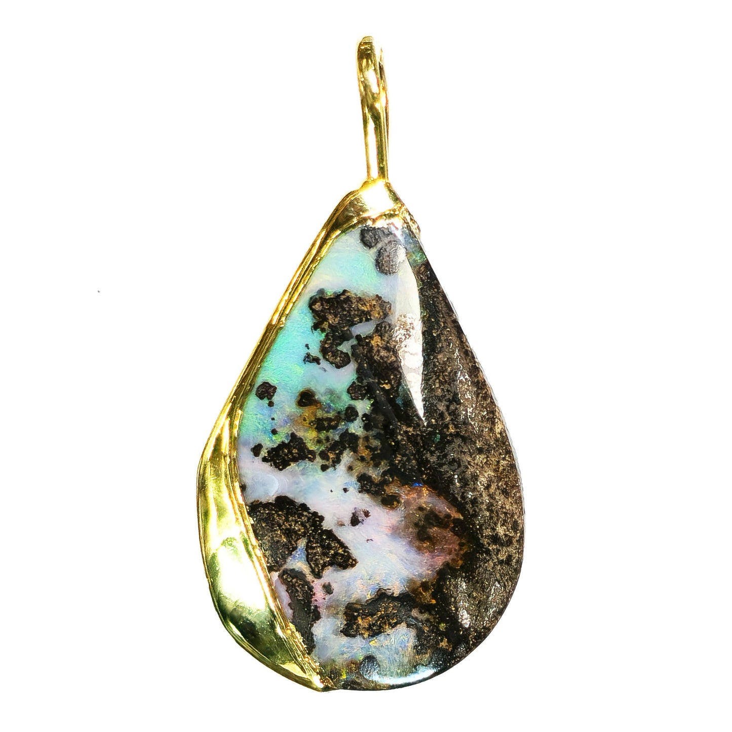 54130.0 - Boulder Opal in 999 Silver Created by SilverForm's special process in the 1970's then Gold Plated No longer made and few available