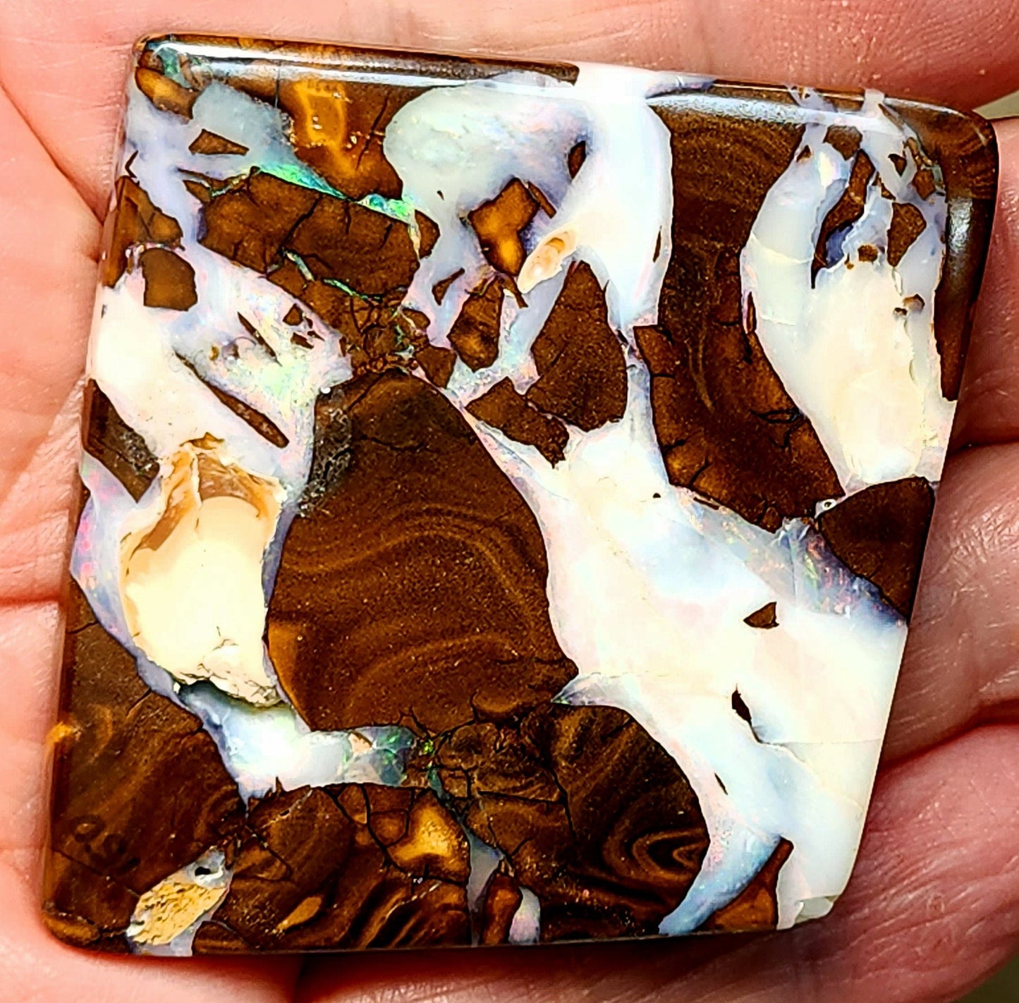 53957.0 - One Slab of Australian Boulder Opal 50x50x10 mm(+-) Make into Belt Buckle or Bola Slide or Office Desk Paper Weight or Ornamnet