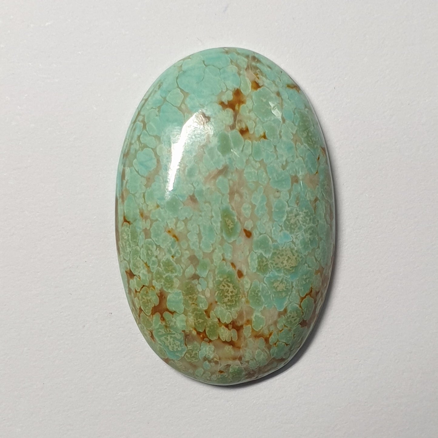 53585.0 - A Very Large and Rare NATURAL Australian Turquoise, 25 x 16 x 5 mm Oval cabochon, Snowflake "TurqOZ", 14.68 carats, NO Treatment
