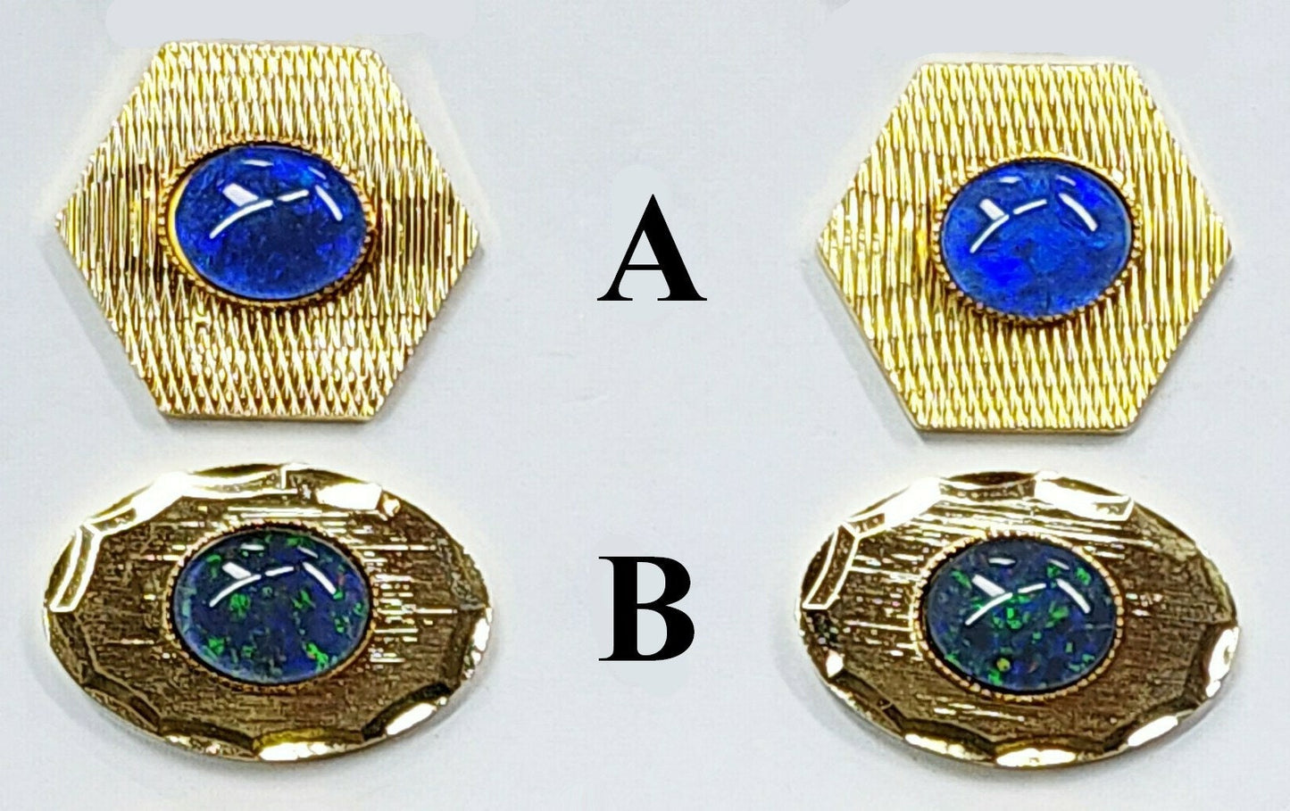 09095.0 - Gold Plated Cufflinks set with Australian 10 x 8 mm Oval Cut Opal Triplets for sale with Wholesale Quantities at Wholesale Prices