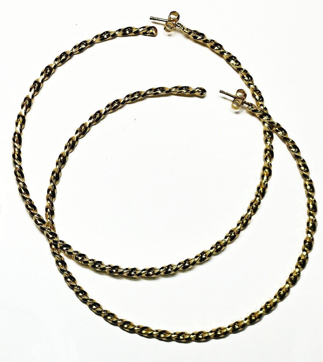 08783 - Very large twisted wire style Sterling Silver Earrings and Bangles 65 mm Internal diameter 7 gr EACH piece Also in S/S GOLD PLATED