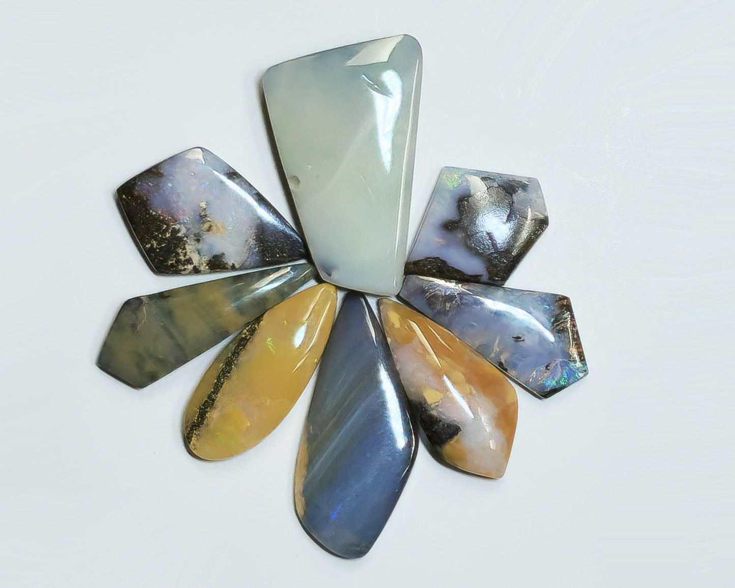 54160.0 - 4 Lots Australian Free shaped Polished Boulder Opal Create unusual UP SIDE DOWN designs Large pendants Multi stone jewellery