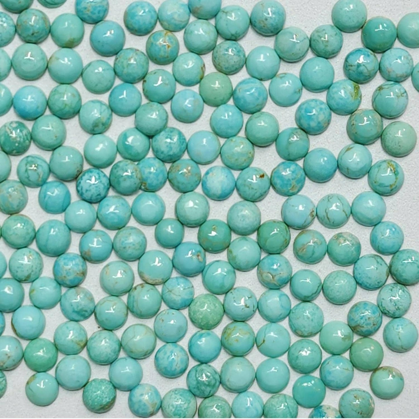 50002.5 - 2.5 mm Round Cut Turquoise Cabochons Very Rare Natural Untreated Australian 'TurqOZ' for sale at Wholesale Quantities and Prices