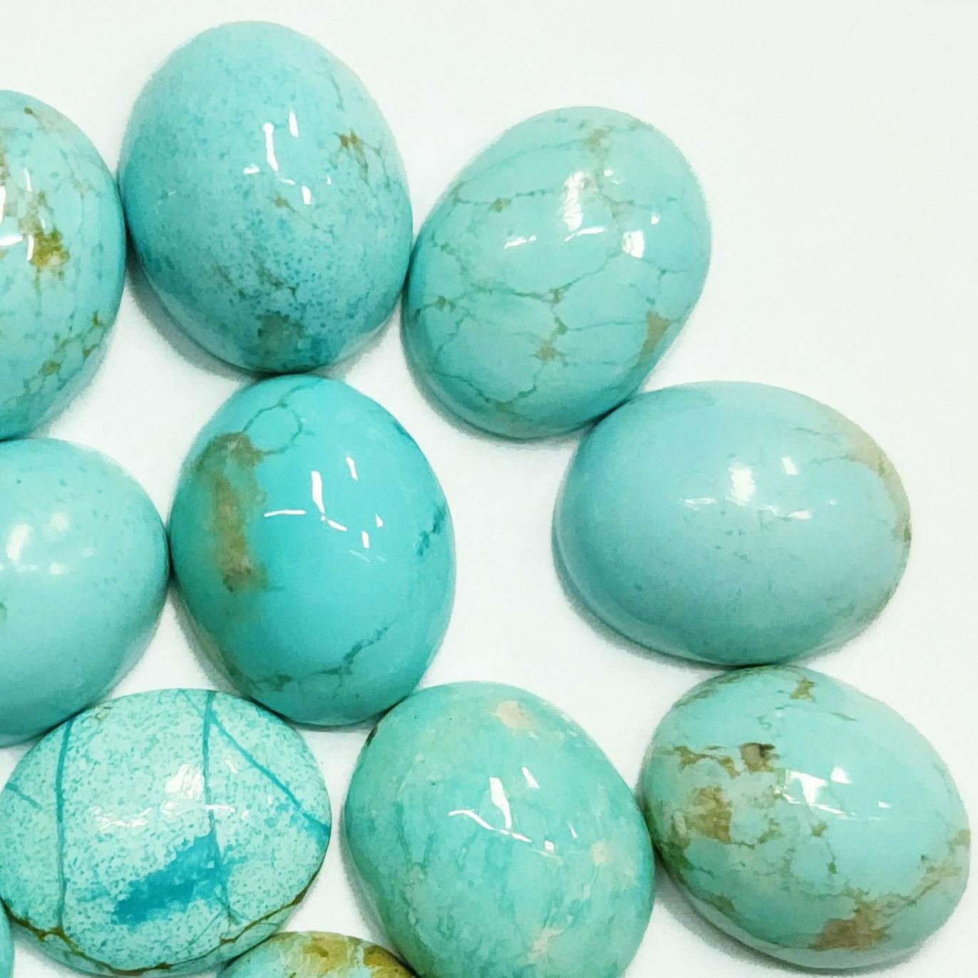 50010.8 - 10x8 mm Oval Cut Australian Turquoise Cabochons Rare Natural Non-Treated Aussie "TurqOZ" for sale at Wholesale Prices