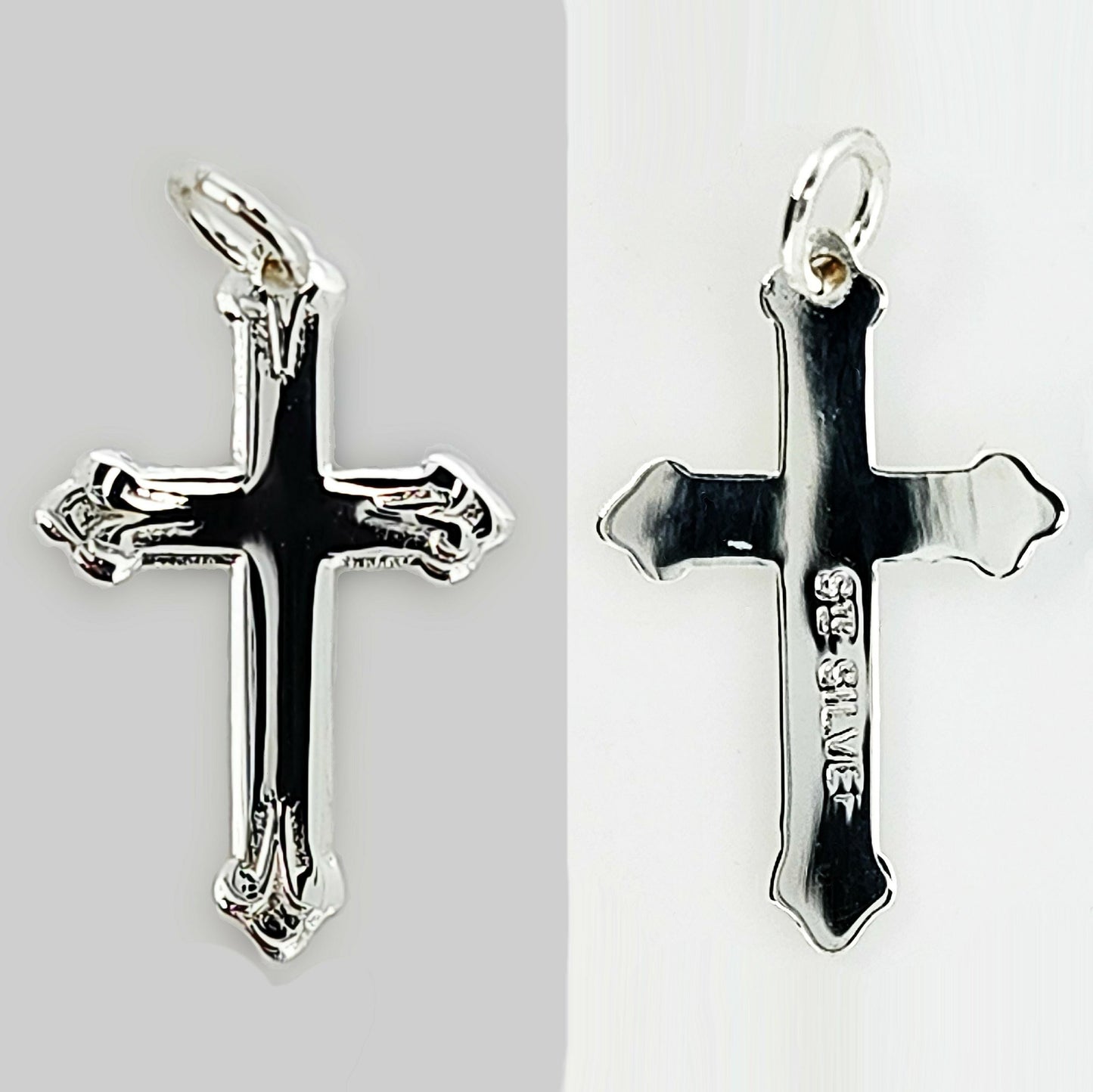02185.0 - 60 Sterling Silver Crosses Wholesale Lot of 60 Pieces 18x10mm Use as Pendant or Charm or Drop Earrings