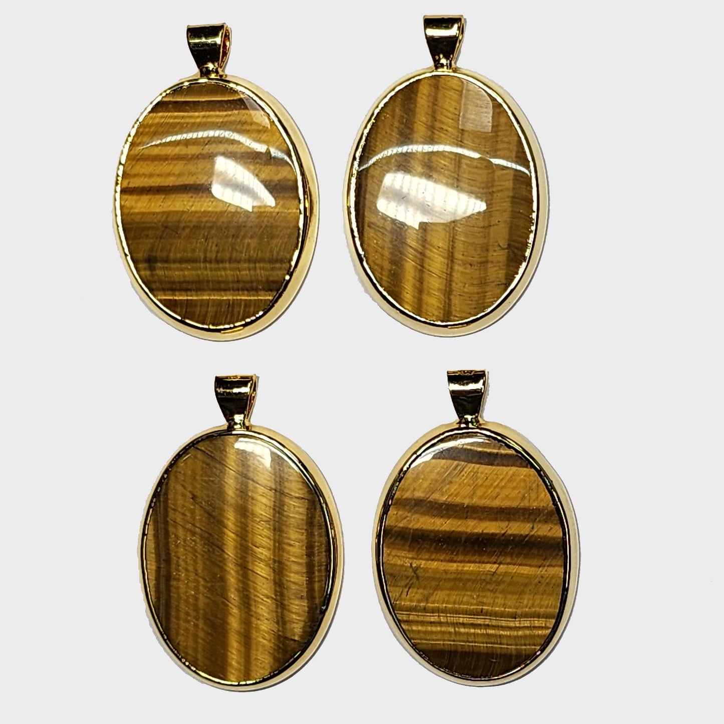 53996.0 - Pure Silver Gold Plated Tiger's Eye Pendant 40 x 30 mm by "Silverform"