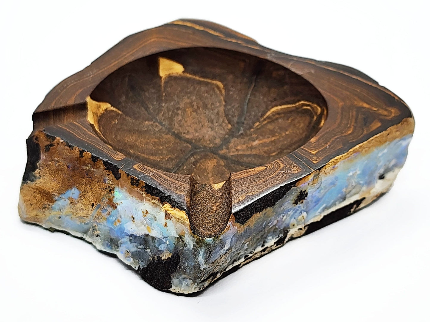 03755.1 - Rare Australian Boulder Opal Ashtray for sale 245 grams 90 x 80 x 25 mm