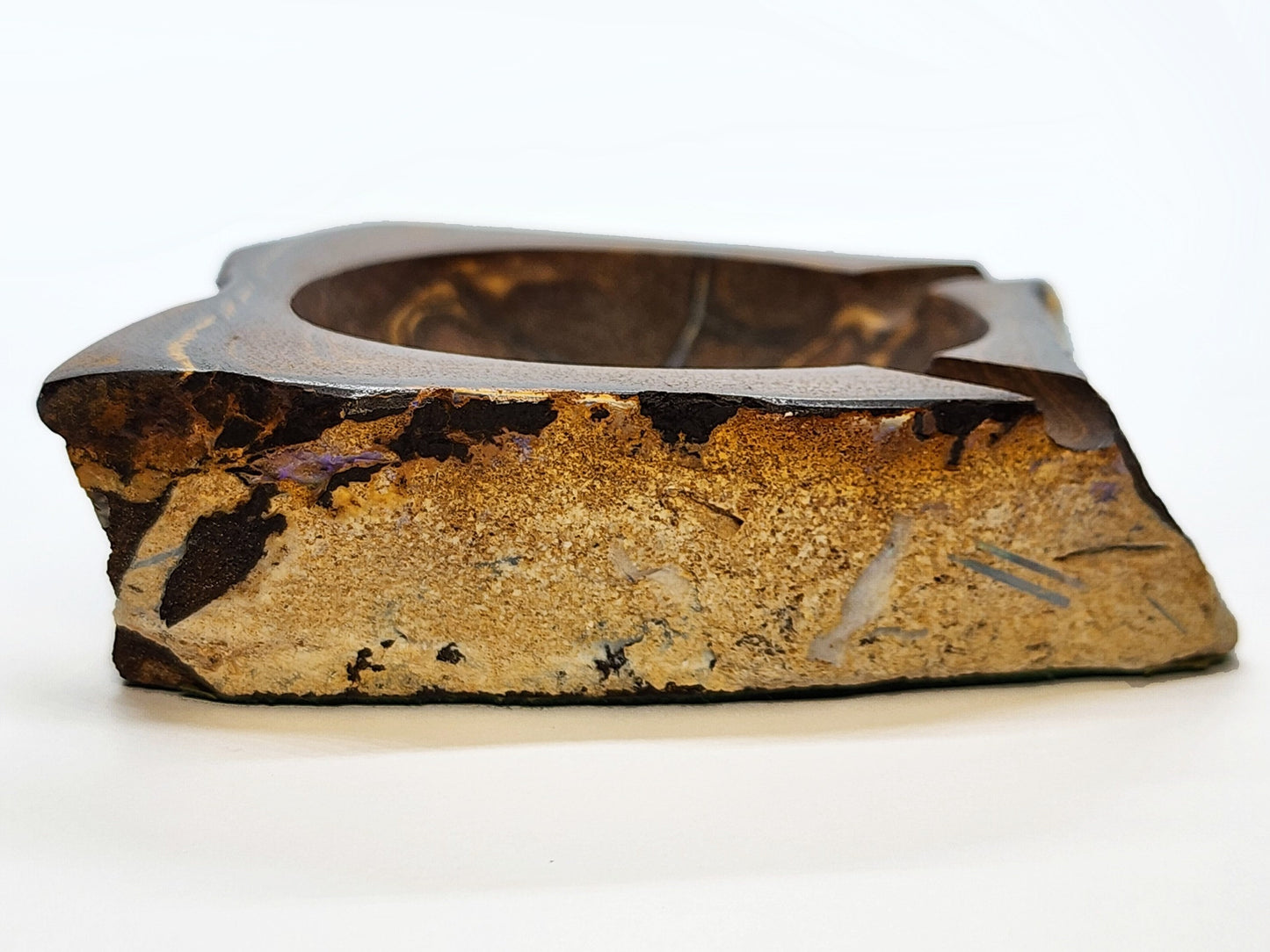 03755.1 - Rare Australian Boulder Opal Ashtray for sale 245 grams 90 x 80 x 25 mm