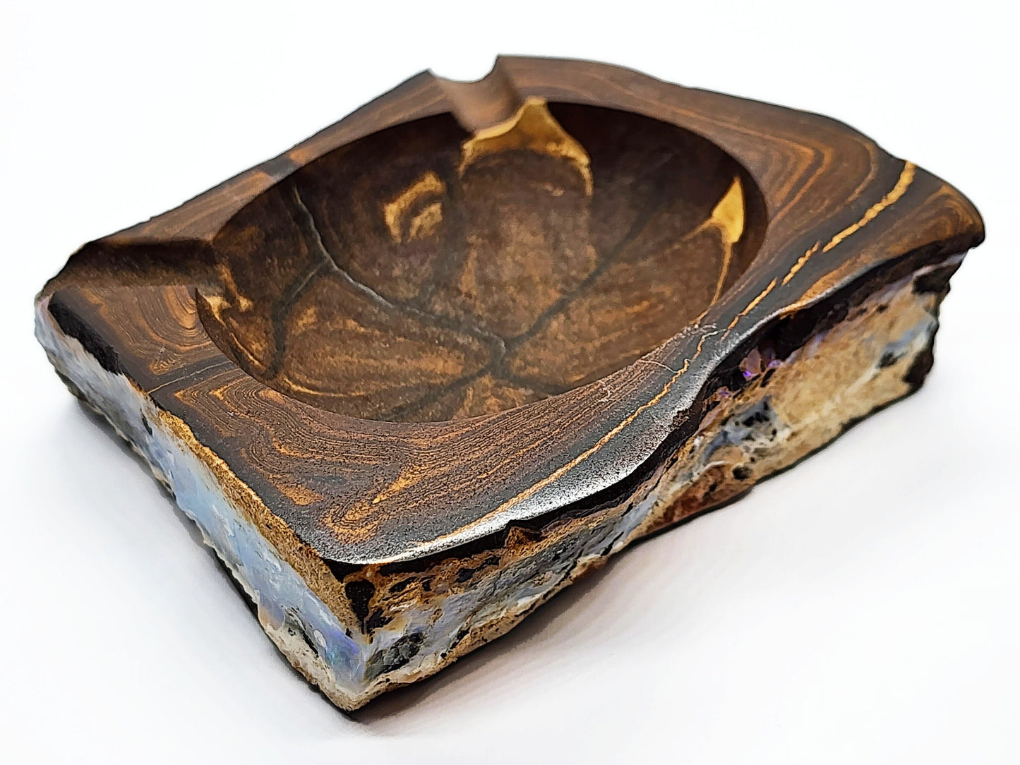 03755.1 - Rare Australian Boulder Opal Ashtray for sale 245 grams 90 x 80 x 25 mm