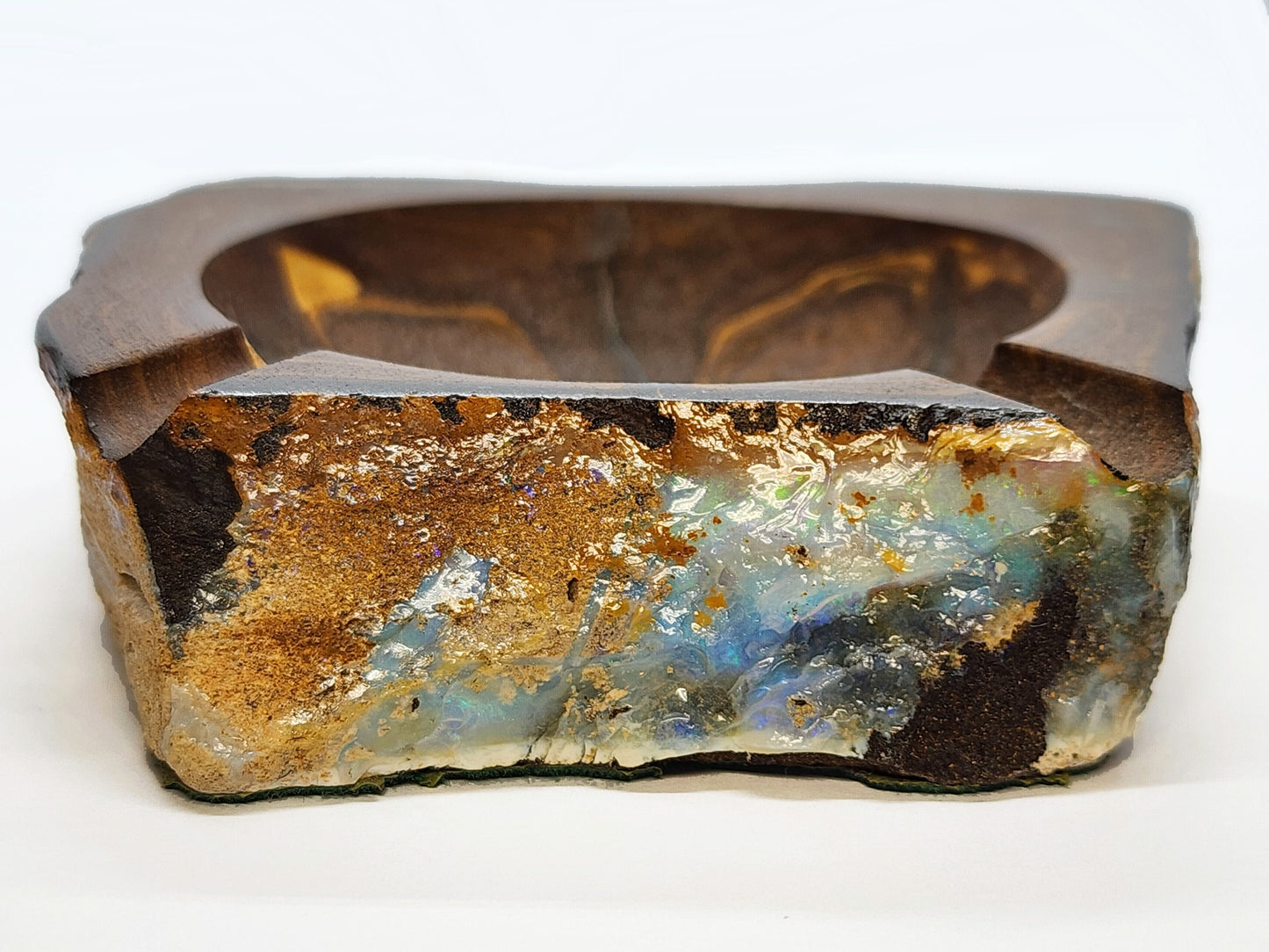 03755.1 - Rare Australian Boulder Opal Ashtray for sale 245 grams 90 x 80 x 25 mm