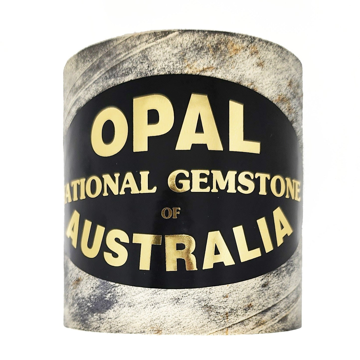 11690.1 - Boulder Opal "Monolith" Mounted on round black woden base with Gold plated engraved plaque and shipping/presentation boxs for sale
