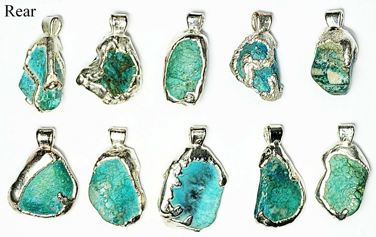 09516.0 - Australian made Pendant with Very Rare Natural Australian Turquoise wrapped in Pure Silver using our special Silverform process