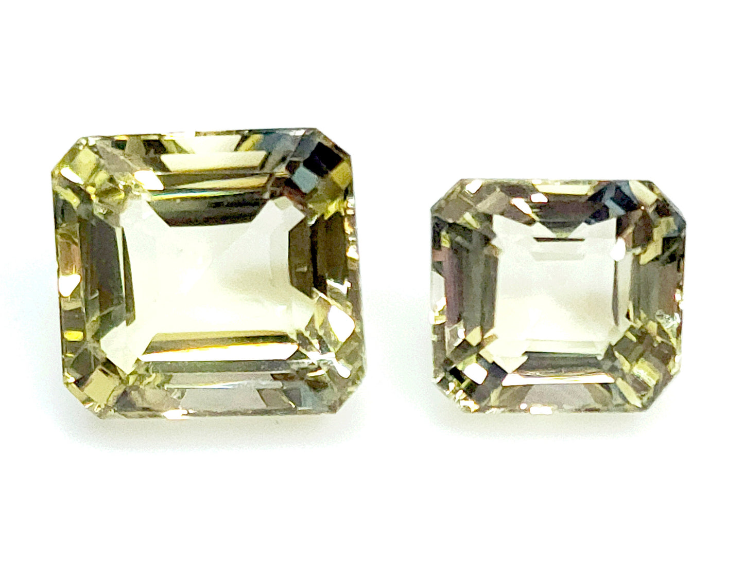 11910.0 - Light Yellow Quartz Square Emerald Cut 15.5 x 14.5 mm 18.05cts Octagonal Cut 13.1 x12.0 9.97cts, Large Quartz, Emerald cut gems