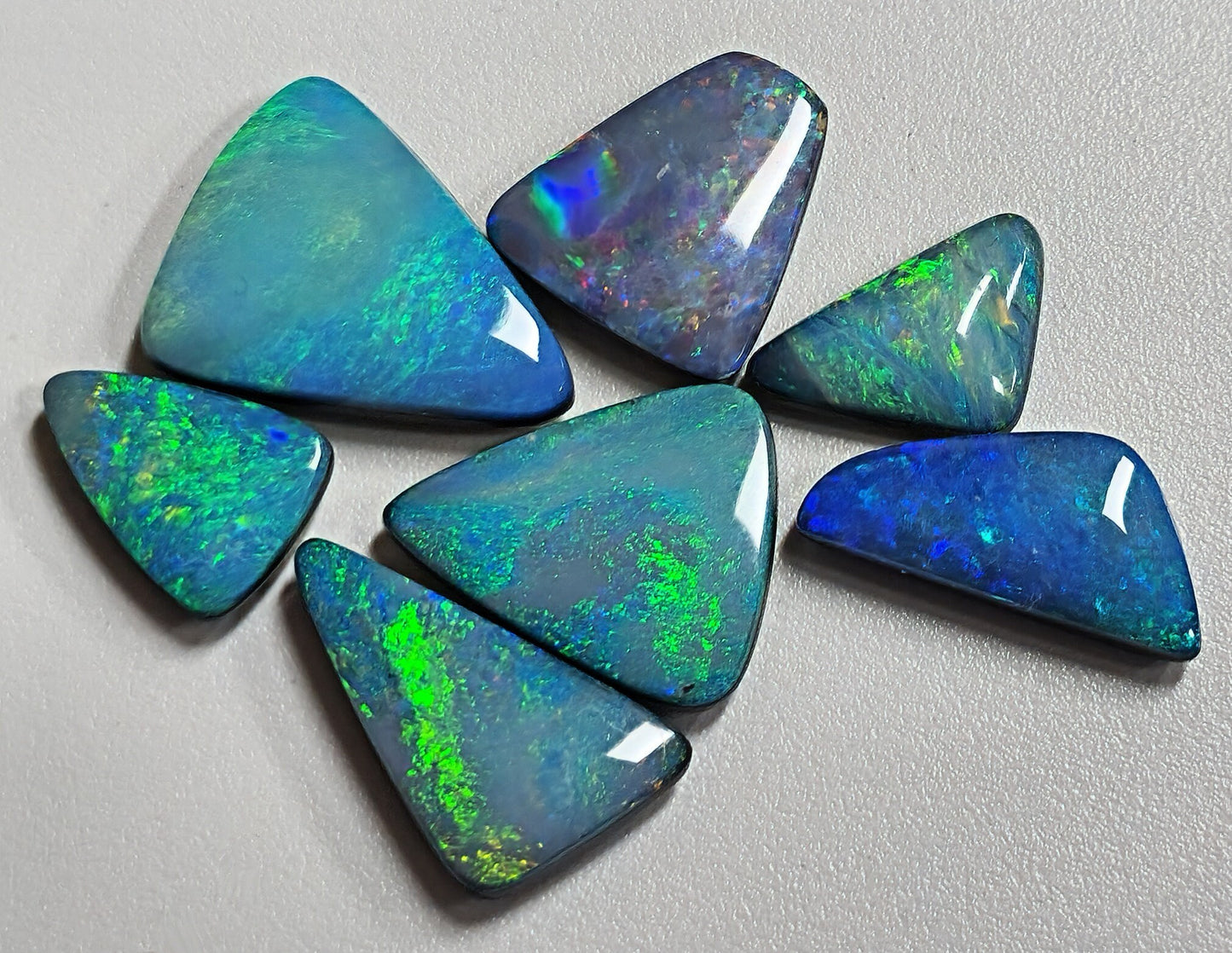54073.0 - Unusual shaped Opal Doublets Made in Australia from Natural Australian Opal Lot A is 7 pcs 32.29 cts, Lot B is 10 pcs 26.98 cts