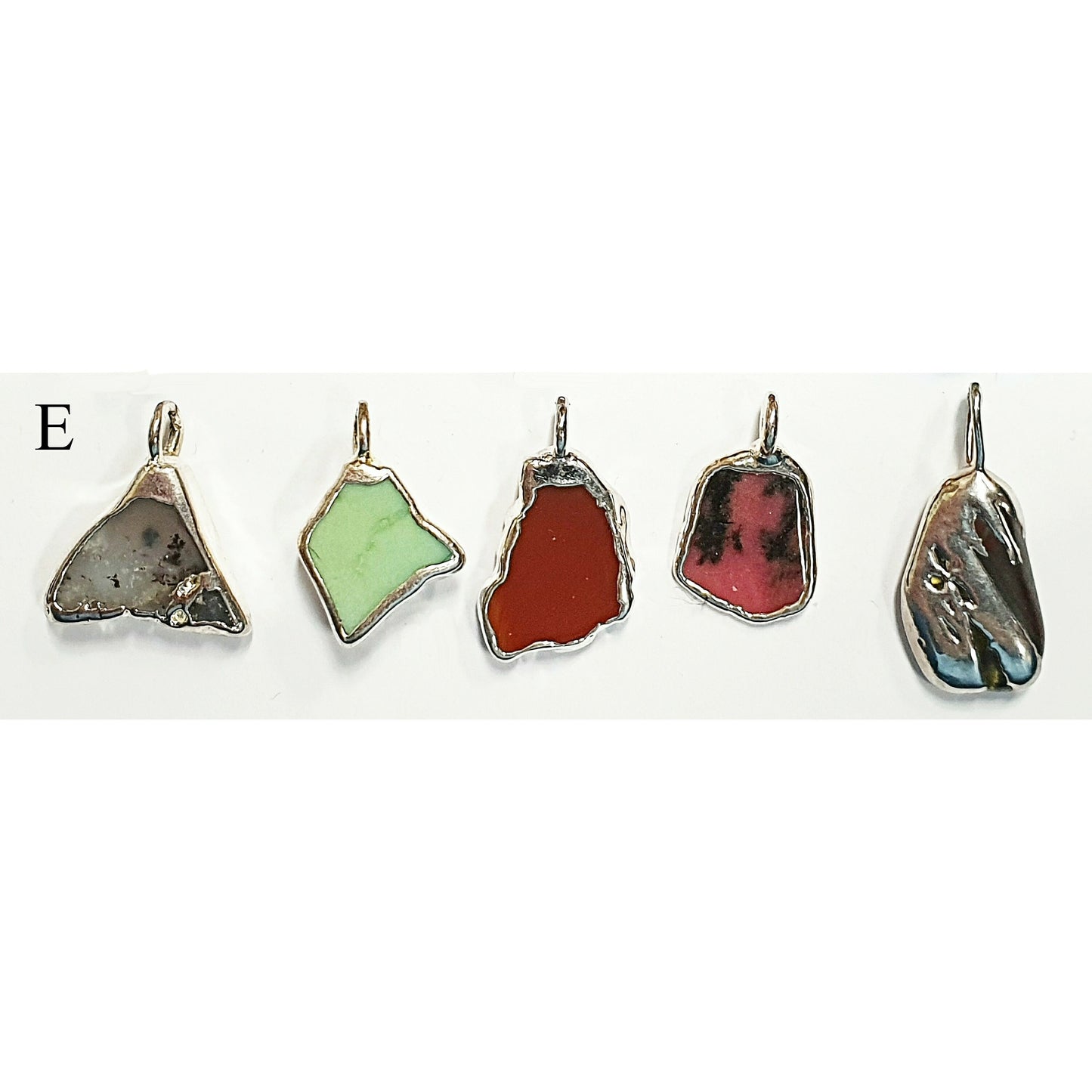 53962.0 - 5 pieces Australian Gemstones Set in pure silver Suitable as pendants, necklace, bracelet charms or earrings From 15 mm to 20 mm