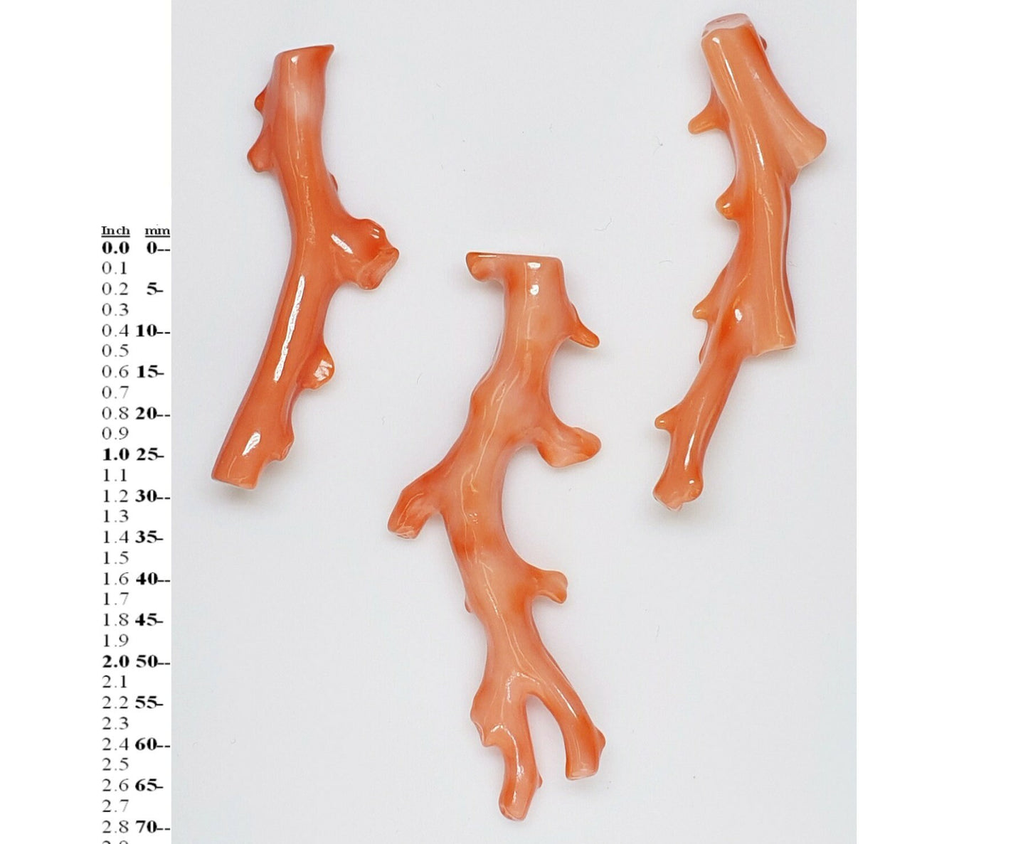 52053.0 - 3 Piece set of Taiwanese Pink Coral branches 66x6 mm Pendant and 50x5 mm Earrings 71.43 carats 14.3 grams NATURAL SEA CoralNot