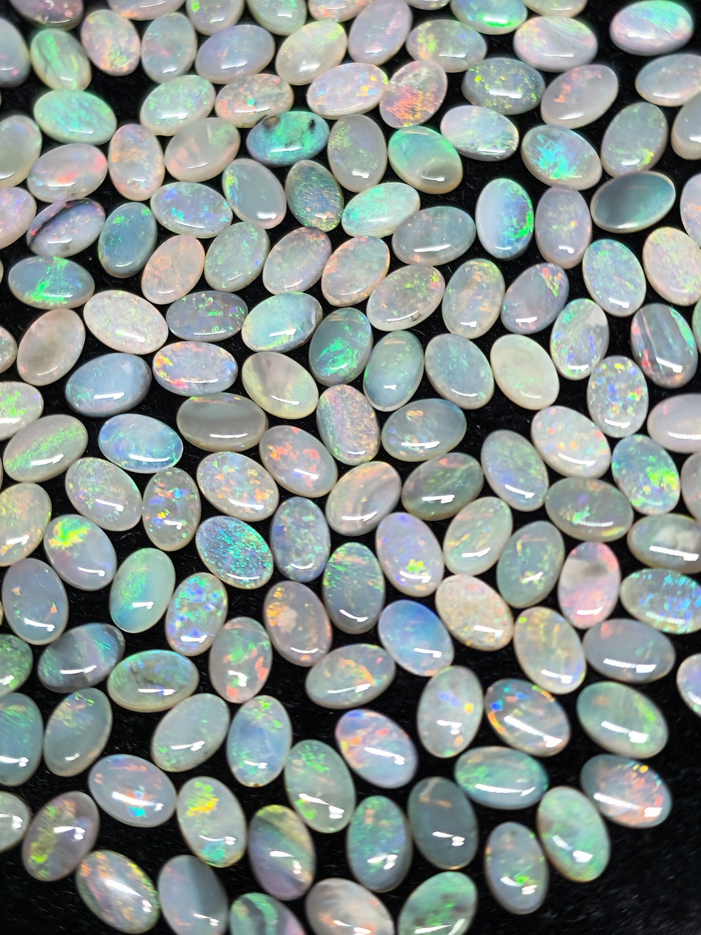 54067.0 - 6x4 mm Oval Cabochon Cut Natural Australian Solid Opal Whole parcel of 180 pieces weighing 49.53 carats or smaller lots for sale