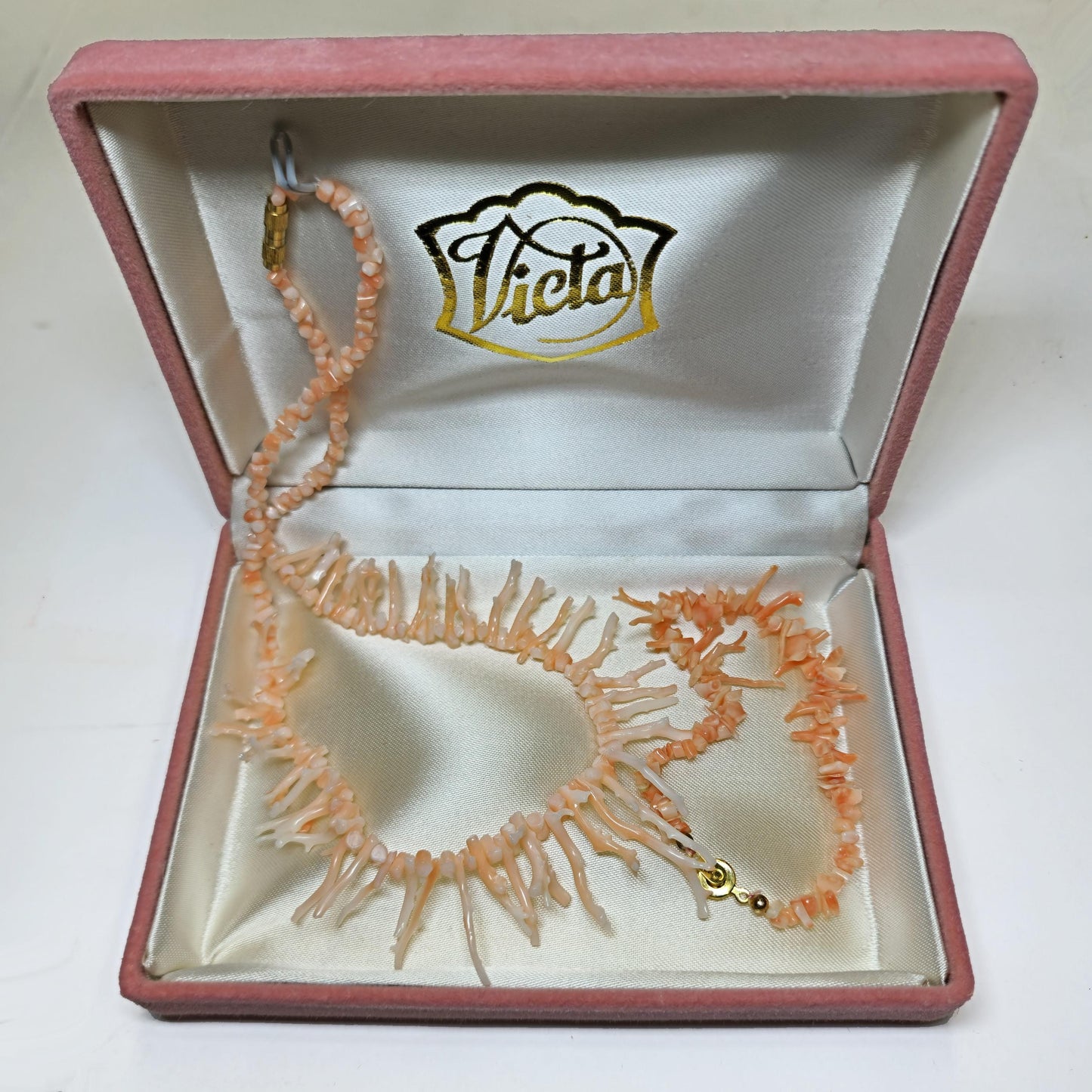 54188.0 - Half long and half short light pink Coral branch necklace Natural coral harvested from Taiwan sea with bracelet presentation box