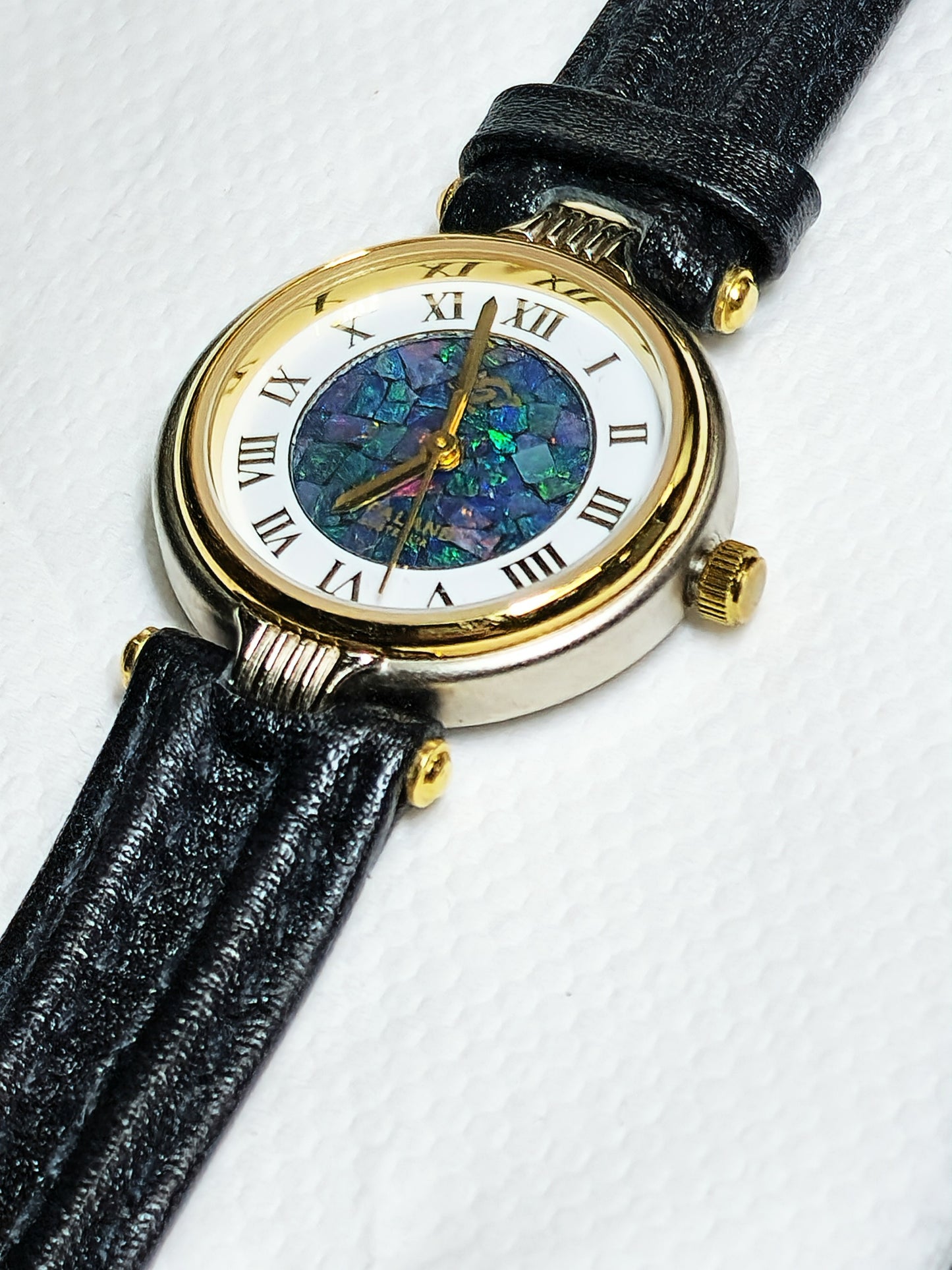 10804.0 - "Opaland" Opal Watch with Natural Australian Opal 25mm diameter case Total length 20cm Water resistant Citizen Quartz Movement
