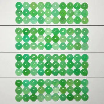 53426.0 - 7 mm 30 piece lot mixed shades of green round cabochon cut natural earth mined Australian Marlborough Queensland Chrysoprase