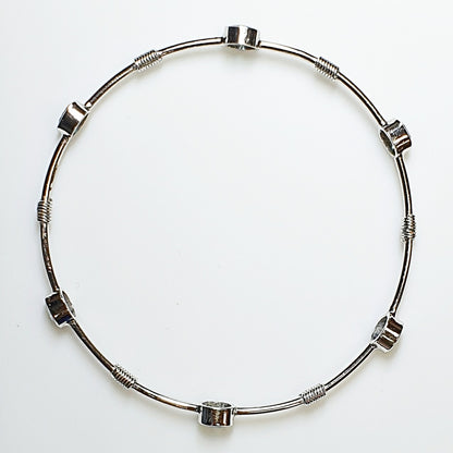 01323.0 - Sterling Silver Bangle 6 Australian Sapphires in Blue and/or Blue/Green and/or Teal and/or Parti Colour Sapphires About 3.50 Cts