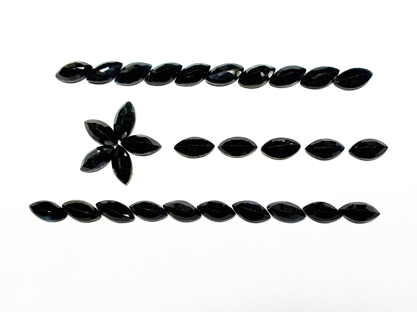 15355.0 - 8x4 mm Marquise or Navette Cut Black Sapphires Black as Onyx or Diamond Wholesale quantities Larger quantities available