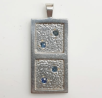 05045.0 - Sterling Silver domino Pendant set with either 4 or 5 or 6 or 7 Natural Australian sapphires 30x13 mm 1.25x0.50 inch