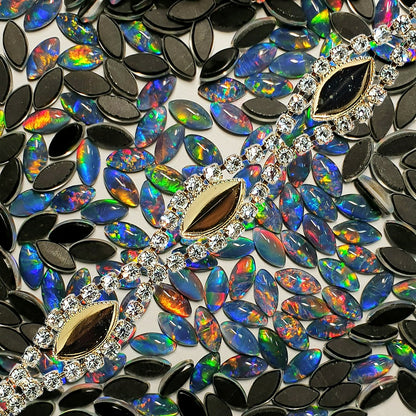 54233.0 - Gold Plated rhinestone bracelet with three cups for 10 x 5 mm marquise stones Choice of 17.5 cm or 19 cm length See our 13285.0