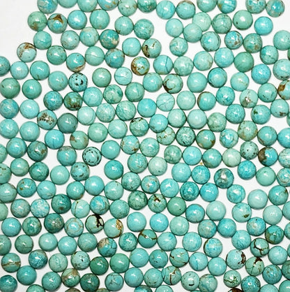 50003.5 - 3.5 mm Round Cut Turquoise Cabochons Rare Natural Untreated Australian 'TurqOZ' for sale at Wholesale Quantities