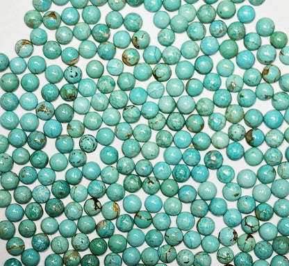 50003.5 - 3.5 mm Round Cut Turquoise Cabochons Rare Natural Untreated Australian 'TurqOZ' for sale at Wholesale Quantities
