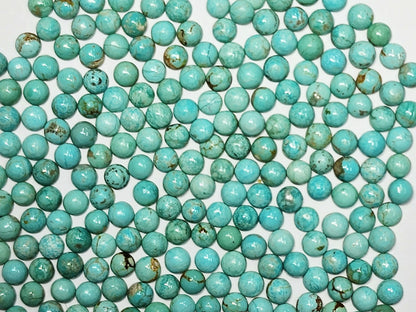 50003.5 - 3.5 mm Round Cut Turquoise Cabochons Rare Natural Untreated Australian 'TurqOZ' for sale at Wholesale Quantities