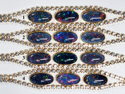 04536.0 - Gold Plated Bracelet set with three Opal Triplets Made in Australia with Swarovski Rhinestones