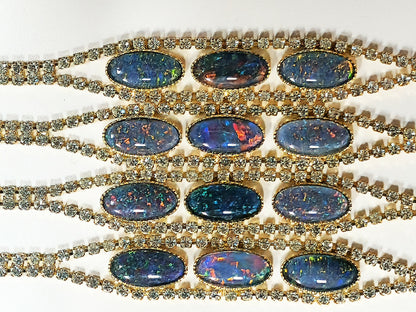 04536.0 - Gold Plated Bracelet set with three Opal Triplets Made in Australia with Swarovski Rhinestones