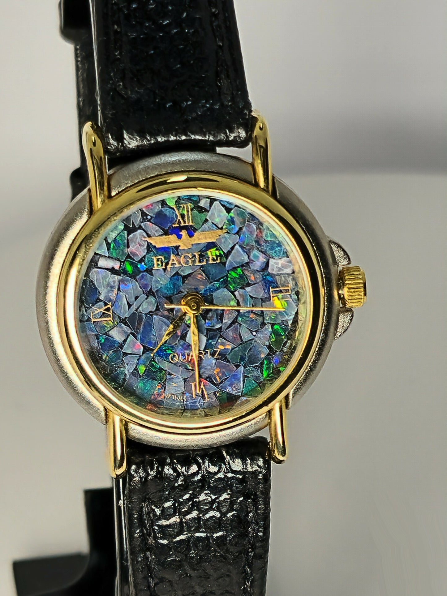 54168.0 - "Eagle" Watch Natural Australian Opal 25 x 7 mm Gray and Gold case 23 cm Water resistant Citizen quartz movement Presentation box