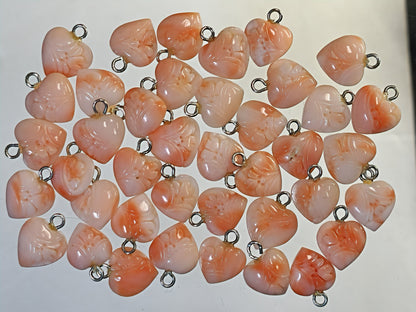 03129.0 - Carved Coral Hearts 10x10 mm to 11.5x11.5 mm Harvested from the Taiwan sea 1970s Average 3.6 carats