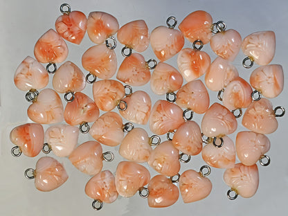 03129.0 - Carved Coral Hearts 10x10 mm to 11.5x11.5 mm Harvested from the Taiwan sea 1970s Average 3.6 carats