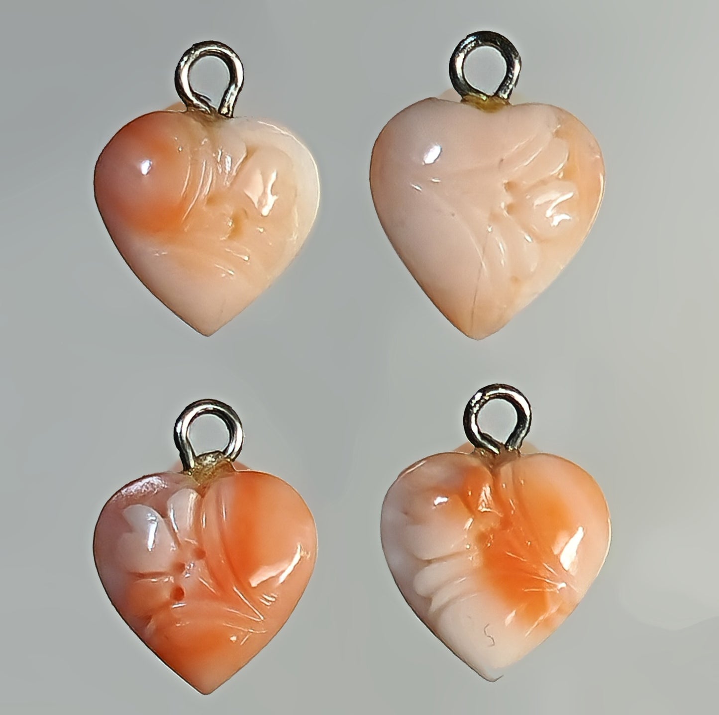 03129.0 - Carved Coral Hearts 10x10 mm to 11.5x11.5 mm Harvested from the Taiwan sea 1970s Average 3.6 carats