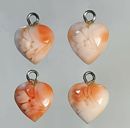 03129.0 - Carved Coral Hearts 10x10 mm to 11.5x11.5 mm Harvested from the Taiwan sea 1970s Average 3.6 carats