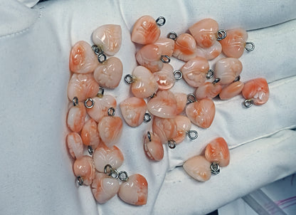 03129.0 - Carved Coral Hearts 10x10 mm to 11.5x11.5 mm Harvested from the Taiwan sea 1970s Average 3.6 carats