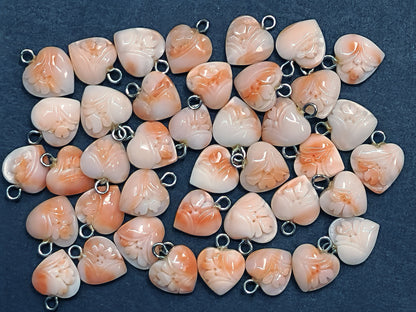 03129.0 - Carved Coral Hearts 10x10 mm to 11.5x11.5 mm Harvested from the Taiwan sea 1970s Average 3.6 carats