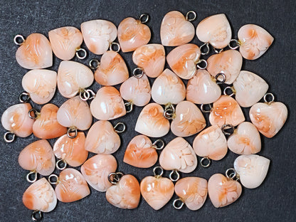 03129.0 - Carved Coral Hearts 10x10 mm to 11.5x11.5 mm Harvested from the Taiwan sea 1970s Average 3.6 carats
