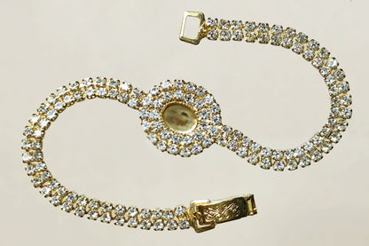 54211.0 - Gold Plated bracelet with Swarovski Rhinestones and 8 x 6 mm cup for cabochon stone