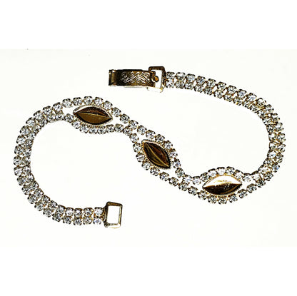 54233.0 - Gold Plated rhinestone bracelet with three cups for 10 x 5 mm marquise stones Choice of 17.5 cm or 19 cm length See our 13285.0