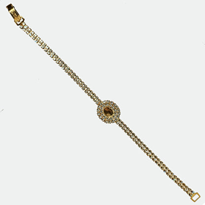 54211.0 - Gold Plated bracelet with Swarovski Rhinestones and 8 x 6 mm cup for cabochon stone